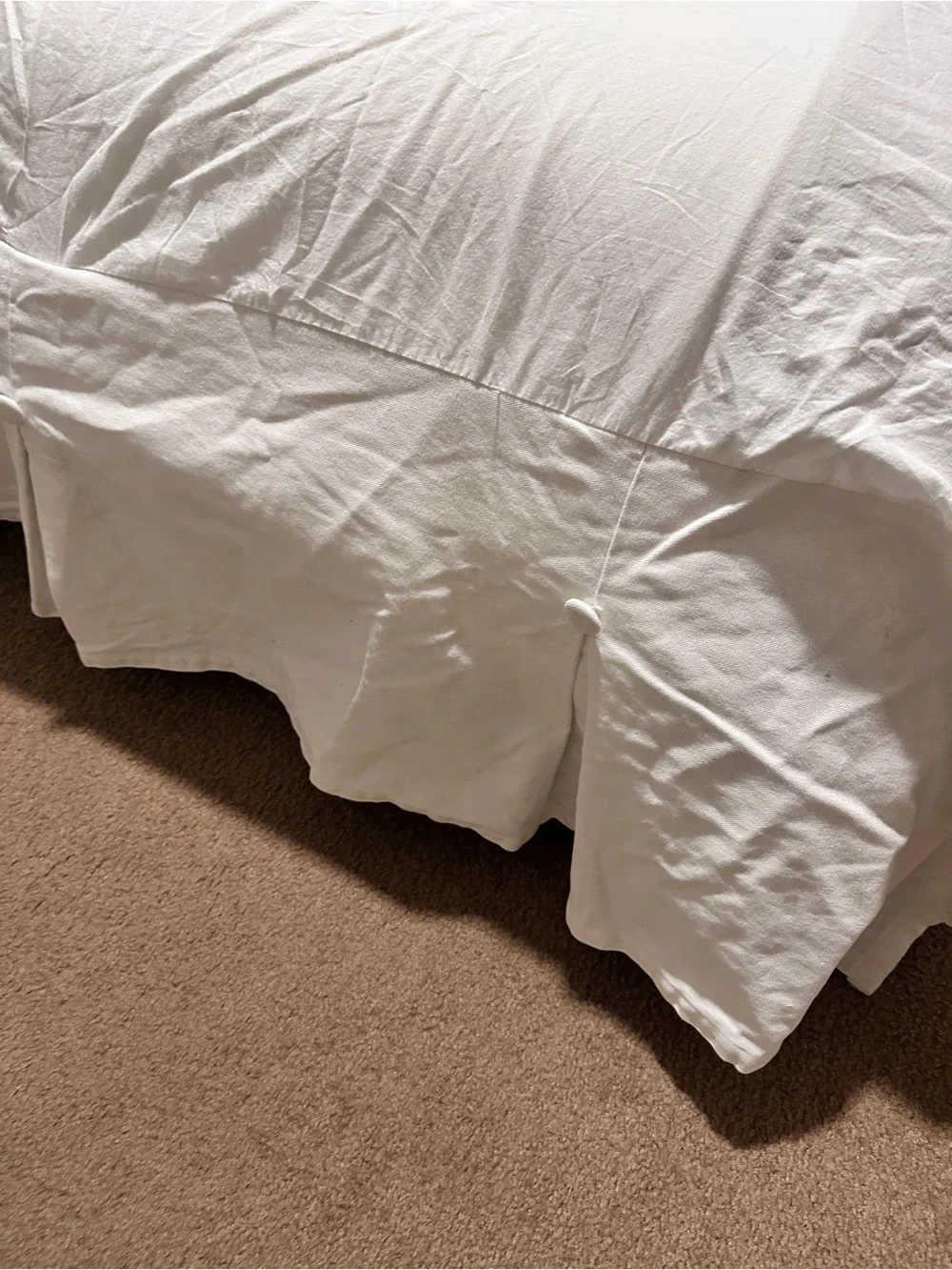Wamsutta King Size White Cotton Pleated Button Detail Bed Skirt 15” Drop